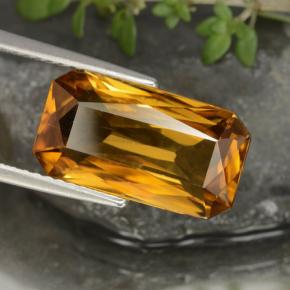 Zircão dourado natural 7,91ct, corte esmeralda, VS