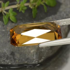 Zircão dourado natural 7,91ct, corte esmeralda, VS