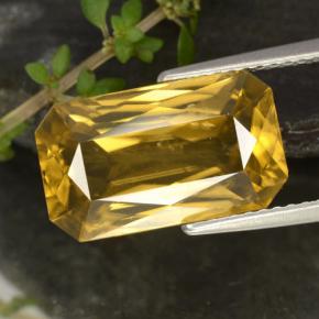 Zircão ouro natural 9,67ct, corte esmeralda, VVS-VS