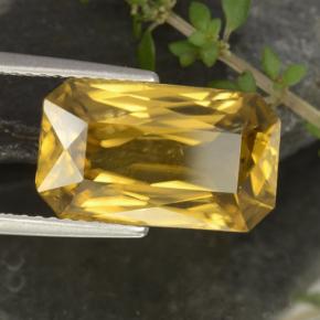 Zircão ouro natural 9,67ct, corte esmeralda, VVS-VS