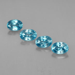 Pedras preciosas de zircão azul natural de  ct, corte oval, VVS