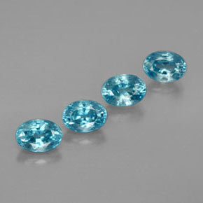 Pedras preciosas de zircão azul natural de  ct, corte oval, VVS