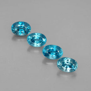 Pedras preciosas de zircão azul natural de  ct, corte oval, VVS
