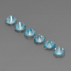 Pedras preciosas de zircão azul natural de  ct, corte redondo, VVS-VS