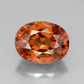 Zircão laranja natural 3,64ct, corte oval, VVS