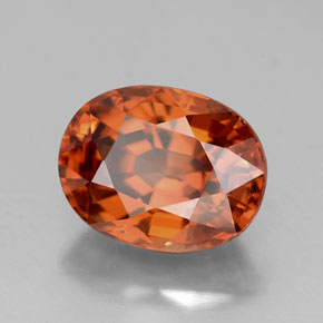 Zircão laranja natural 3,64ct, corte oval, VVS