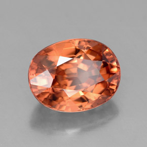 Zircão laranja natural 3,38ct, corte oval, VVS