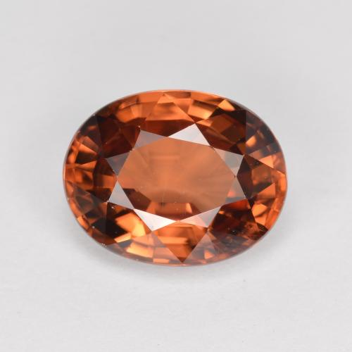 Zircão laranja natural 3,05ct, corte oval, VVS