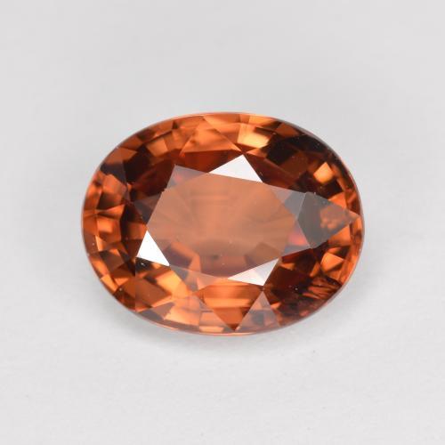 Zircão laranja natural 3,05ct, corte oval, VVS