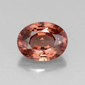 Zircão vermelho natural 3,10ct, corte oval, VVS