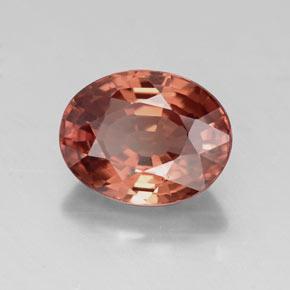 Zircão vermelho natural 3,10ct, corte oval, VVS