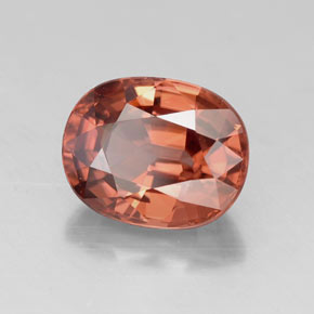 Zircão vermelho natural 3,41ct, corte oval, VVS