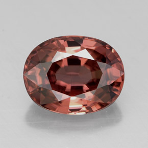 Zircão vermelho natural 3,17ct, corte oval, VVS