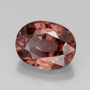 Zircão vermelho natural 3,17ct, corte oval, VVS