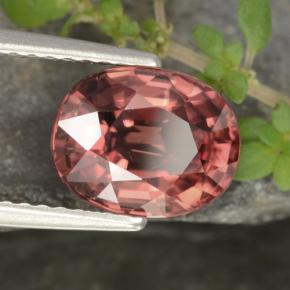 Zircão vermelho natural 3,16ct, corte oval, VS