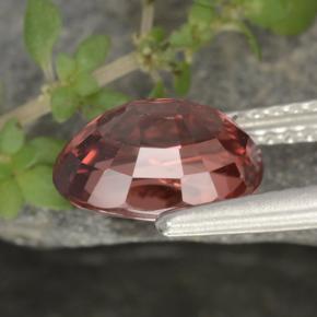 Zircão vermelho natural 3,16ct, corte oval, VS