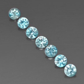 Pedras preciosas de zircão azul natural de  ct, corte redondo, VVS-VS