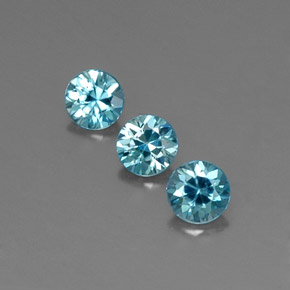 Pedras preciosas de zircão azul natural de  ct, corte redondo, VVS-VS