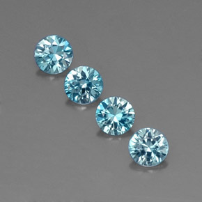 Pedras preciosas de zircão azul natural de  ct, corte redondo, VVS-VS