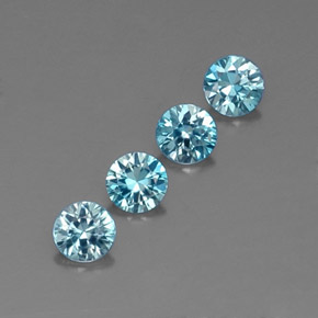 Pedras preciosas de zircão azul natural de  ct, corte redondo, VVS-VS