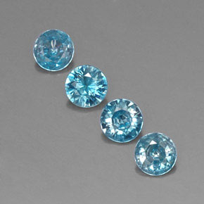 Pedras preciosas de zircão azul natural de  ct, corte redondo, VVS-VS