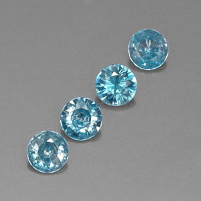 Pedras preciosas de zircão azul natural de  ct, corte redondo, VVS-VS