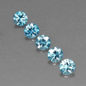 Pedras preciosas de zircão azul natural de  ct, corte redondo, VVS-VS