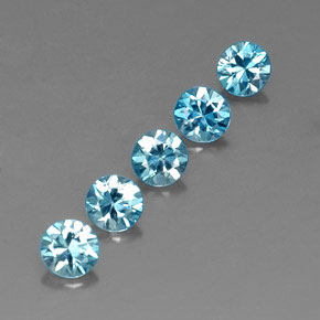Pedras preciosas de zircão azul natural de  ct, corte redondo, VVS-VS