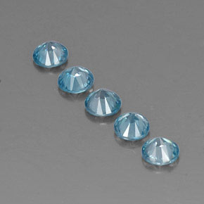 Pedras preciosas de zircão azul natural de  ct, corte redondo, VVS-VS