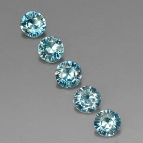 Pedras preciosas de zircão azul natural de  ct, corte redondo, VVS-VS