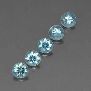 Pedras preciosas de zircão azul natural de  ct, corte redondo, VVS-VS