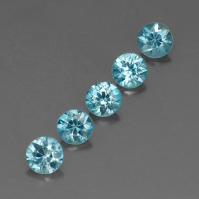 Pedras preciosas de zircão azul natural de  ct, corte redondo, VVS-VS