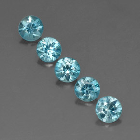 Pedras preciosas de zircão azul natural de  ct, corte redondo, VVS-VS