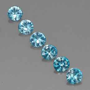 Pedras preciosas de zircão azul natural de  ct, corte redondo, VVS-VS