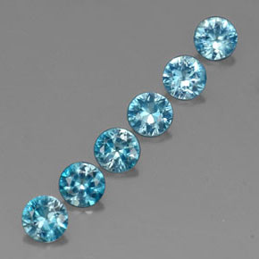 Pedras preciosas de zircão azul natural de  ct, corte redondo, VVS-VS