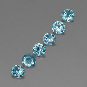 Pedras preciosas de zircão azul natural de  ct, corte redondo, VVS-VS