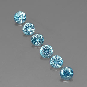 Pedras preciosas de zircão azul natural de  ct, corte redondo, VVS-VS