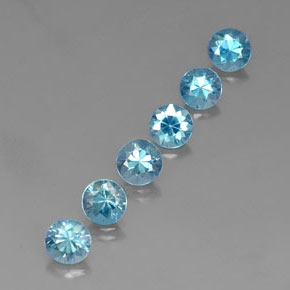 Pedras preciosas de zircão azul natural de  ct, corte redondo, VVS
