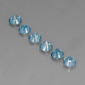 Pedras preciosas de zircão azul natural de  ct, corte redondo, VVS