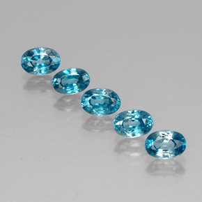 Pedras preciosas de zircão azul natural de  ct, corte oval, VVS