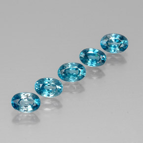 Pedras preciosas de zircão azul natural de  ct, corte oval, VVS