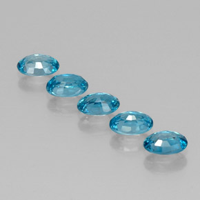 Pedras preciosas de zircão azul natural de  ct, corte oval, VVS
