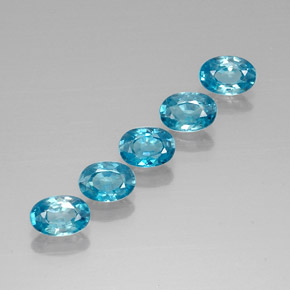 Pedras preciosas de zircão azul natural de  ct, corte oval, VVS
