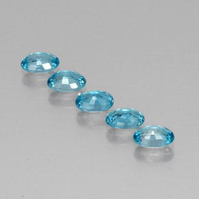 Pedras preciosas de zircão azul natural de  ct, corte oval, VVS