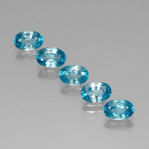 Pedras preciosas de zircão azul natural de  ct, corte oval, VVS