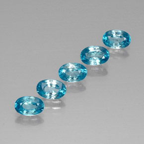 Pedras preciosas de zircão azul natural de  ct, corte oval, VVS