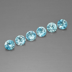 Pedras preciosas de zircão azul natural de  ct, corte redondo, VVS-VS