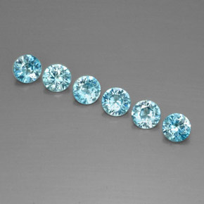 Pedras preciosas de zircão azul natural de  ct, corte redondo, VVS-VS
