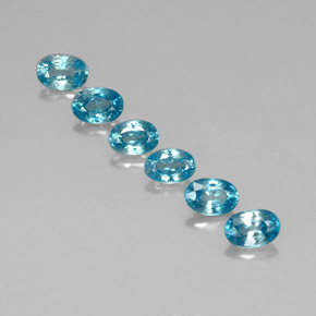 Pedras preciosas de zircão azul natural de  ct, corte oval, VVS