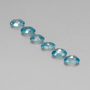 Pedras preciosas de zircão azul natural de  ct, corte oval, VVS